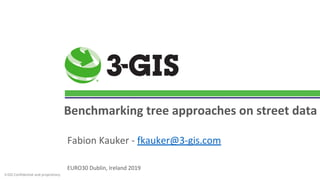 3-GIS Confidential and proprietary.
Benchmarking tree approaches on street data
Fabion Kauker - fkauker@3-gis.com
EURO30 Dublin, Ireland 2019
 