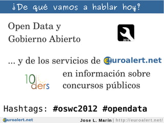 ¿De qué vamos a hablar hoy?

Open Data y
Gobierno Abierto

... y de los servicios de
               en información sobre 
...