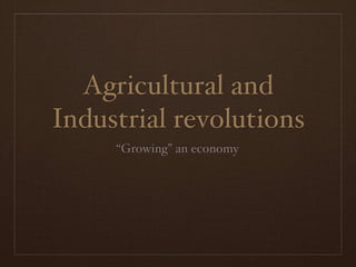 Agricultural and
Industrial revolutions
     “Growing” an economy
 