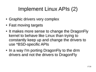 Porting the drm/kms graphic drivers to DragonFlyBSD by Francois Tigeot ...