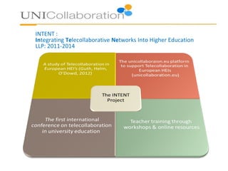 INTENT :
Integrating Telecollaborative Networks Into Higher Education
LLP: 2011-2014
 