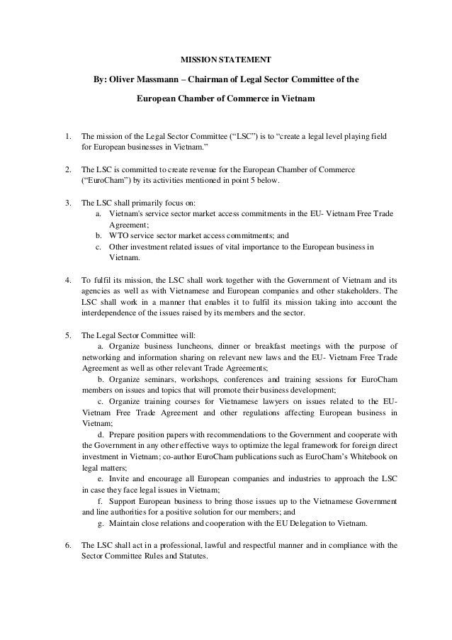 MISSION STATEMENT - Legal Sector Committee of the European Chamber o…