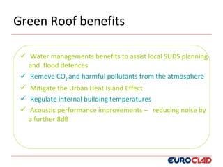 Curated visual reference: Green Roofing Benefits For Improved Air Circulation Reference: Euroclad Green Roof System