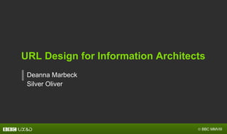 URL Design for Information Architects Deanna Marbeck Silver Oliver 