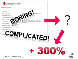 24.09.2011© MAKING WAVES4?Boring!Complicated!+