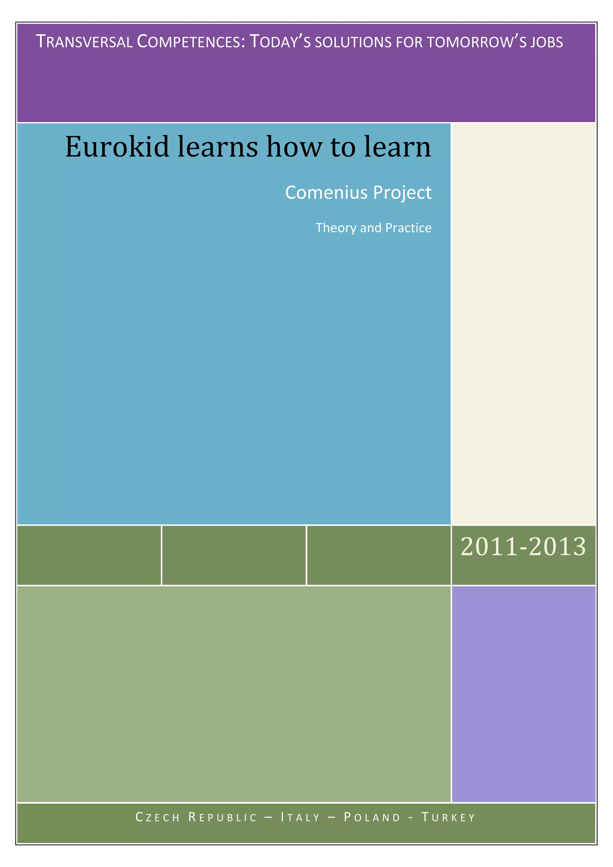 TRANSVERSAL COMPETENCES: TODAY’S SOLUTIONS FOR TOMORROW’S JOBS




   Eurokid learns how to learn
                             Comenius Project
                                Theory and Practice




                                                      2011-2013




                                                       1|Strona

           CZECH REPUBLIC – ITALY – POLAND - TURKEY
 