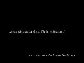 ...meanwhile at La Marsa (Tunis’ rich suburb)
from poor suburbs to middle classes
 