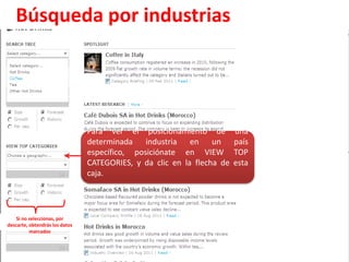 Búsqueda por industriasSe desplegará este listado donde podrás seleccionar la sub categoría deseada. Por ejemplo, da clic en COFFEE
