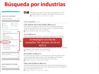 Búsqueda por industriasSe desplegará una lista de países. Por ejemplo, da clic en BRAZILLuego da clic en GO