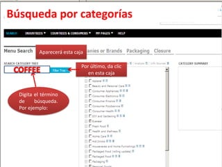 Búsqueda por categoríasAparecerá esta cajaPor último, da clic en esta cajaCOFFEEDigita el término de búsqueda. Por ejemplo: