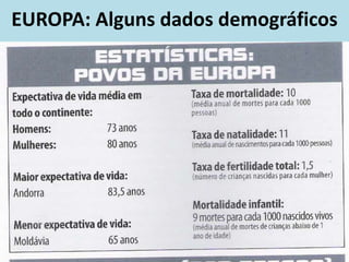 EUROPA: Alguns dados demográficos
 