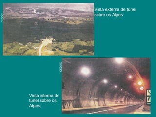 Vista externa de túnel
sobre os Alpes
Vista interna de
túnel sobre os
Alpes.
CEDOC
CEDOC
 