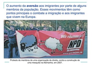  Aumento do número de pobres e da violênciaMais tarde, as crises econômicas e a automação industrial (a substituição do trabalho humano pelas maquinas) fizeram aumentar o desemprego. Marginalizando os imigrantes Imigrantes ilegais expulsos de alojamentos na França.