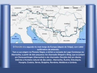 O  Danúbio  é o segundo rio mais longo da Europa (depois do Volga), com 2.850 quilômetros de extensão. Tem a sua origem na Floresta Negra, a 60 km a noroeste do Lago Constança na Alemanha, a partir de dois pequenos rios chamados Brigach e Breg, que se juntam em Donaueschingen (Alemanha) e são chamados  Danúbio  dali em diante. Delimta a fronteira natural de dez países : Alemanha, Áustria, Eslováquia, Hungria, Croácia, Sérvia, Bulgária, Romênia, Moldávia e Ucrânia.  