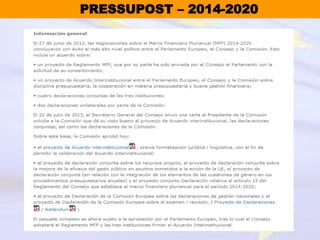 PRESSUPOST – 2014-2020
 