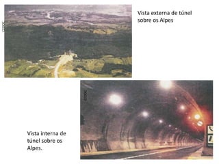 Vista externa de túnel
sobre os Alpes
Vista interna de
túnel sobre os
Alpes.
CEDOC
CEDOC
 