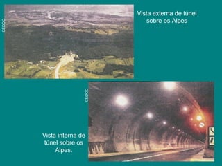Vista externa de túnel
sobre os Alpes
Vista interna de
túnel sobre os
Alpes.
CEDOC
CEDOC
 
