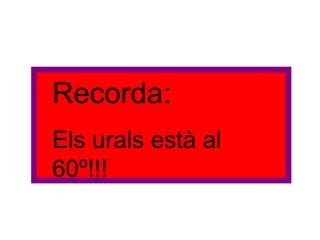 Recorda:
Els urals està al
60º!!!
 