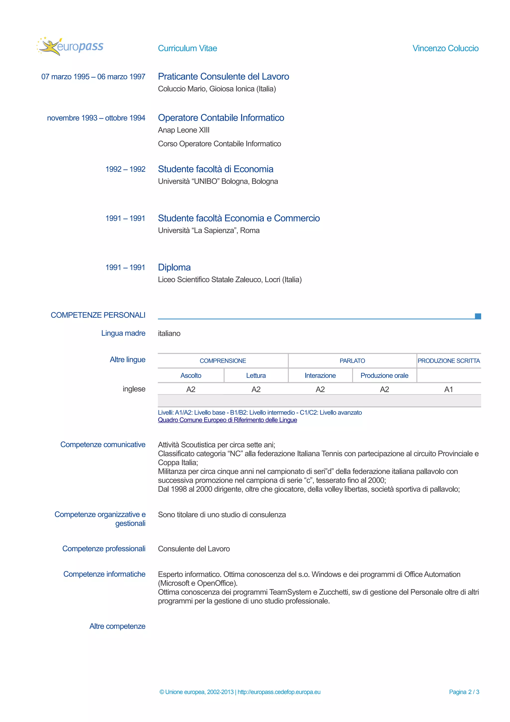 Europass cv-20130320-coluccio v-it | PDF