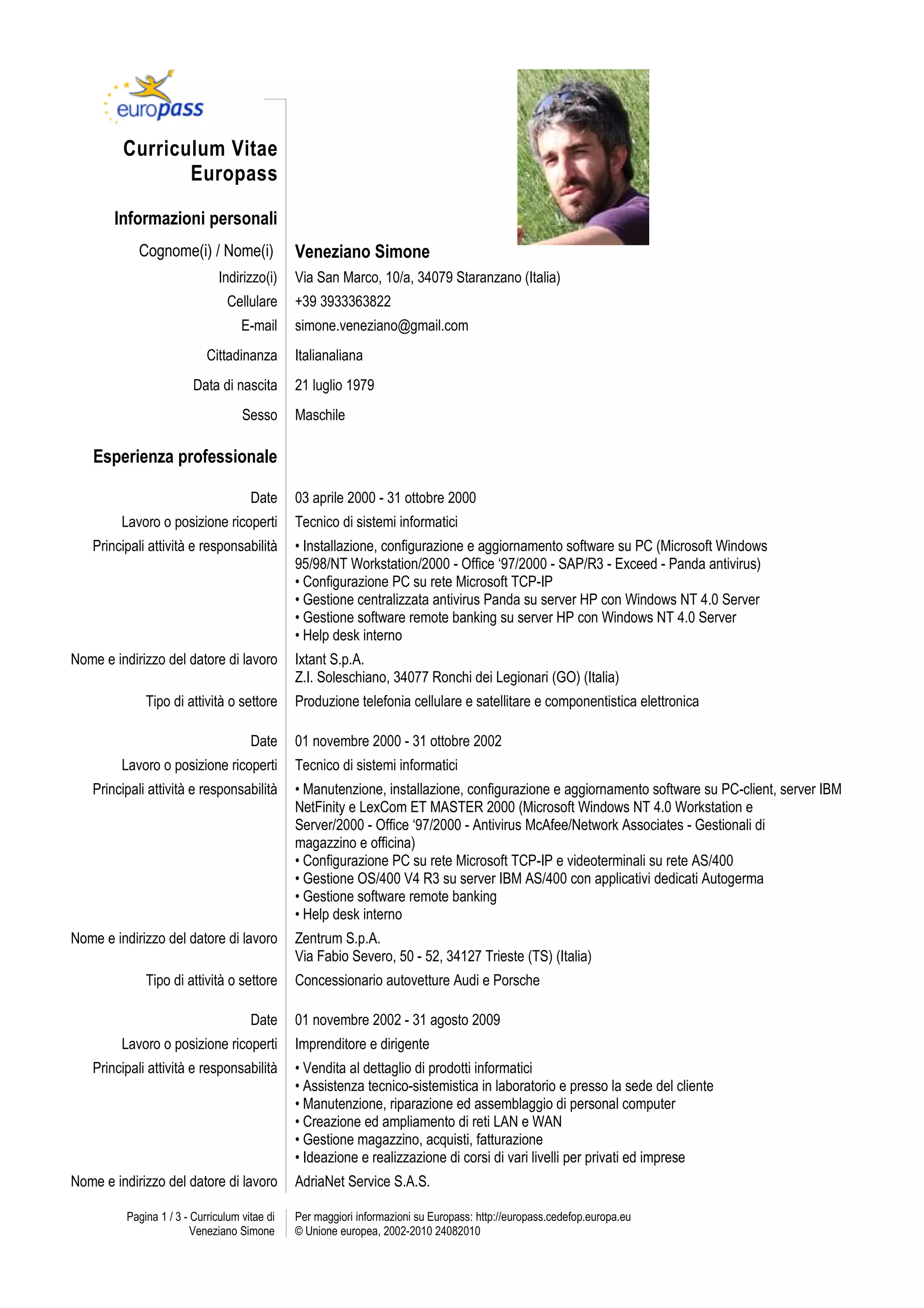 Europass Curriculum vitae | PDF