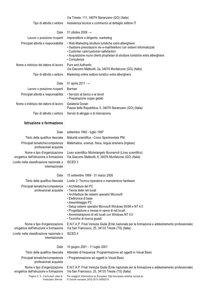 Curriculum vitae gelateria picture