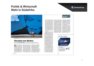 Politik & Wirtschaft 
Wahl in Südafrika 
12 
 