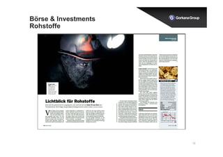 13 
Börse & Investments 
Rohstoffe 
 
