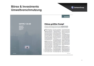 14 
Börse & Investments 
Umweltverschmutzung 
 