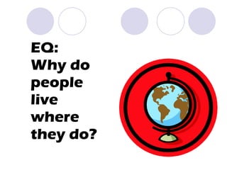 EQ: Why do people live where they do? 