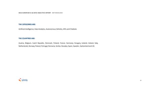 35
THE CATEGORIESARE:
ArtificialIntelligence,DataAnalytics,AutonomousVehicles,APIs andChatbots
THE COUNTRIESARE:
Austria, Belgium, Czech Republic, Denmark, Finland, France, Germany, Hungary, Iceland, Ireland, Italy,
Netherlands,Norway,Poland,Portugal,Romania,Serbia,Slovakia,Spain,Sweden,SwitzerlandandUK.
2016 EUROPEAN AI & DATA ANALYTICS REPORT METHODOLOGY
 