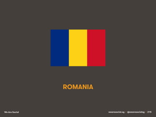 ROMANIA

We Are Social

wearesocial.sg • @wearesocialsg • 215

 