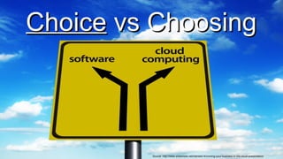 Choice  vs Choosing Source: http://www.slideshare.net/rdaniels14/running-your-business-in-the-cloud-presentation/ 