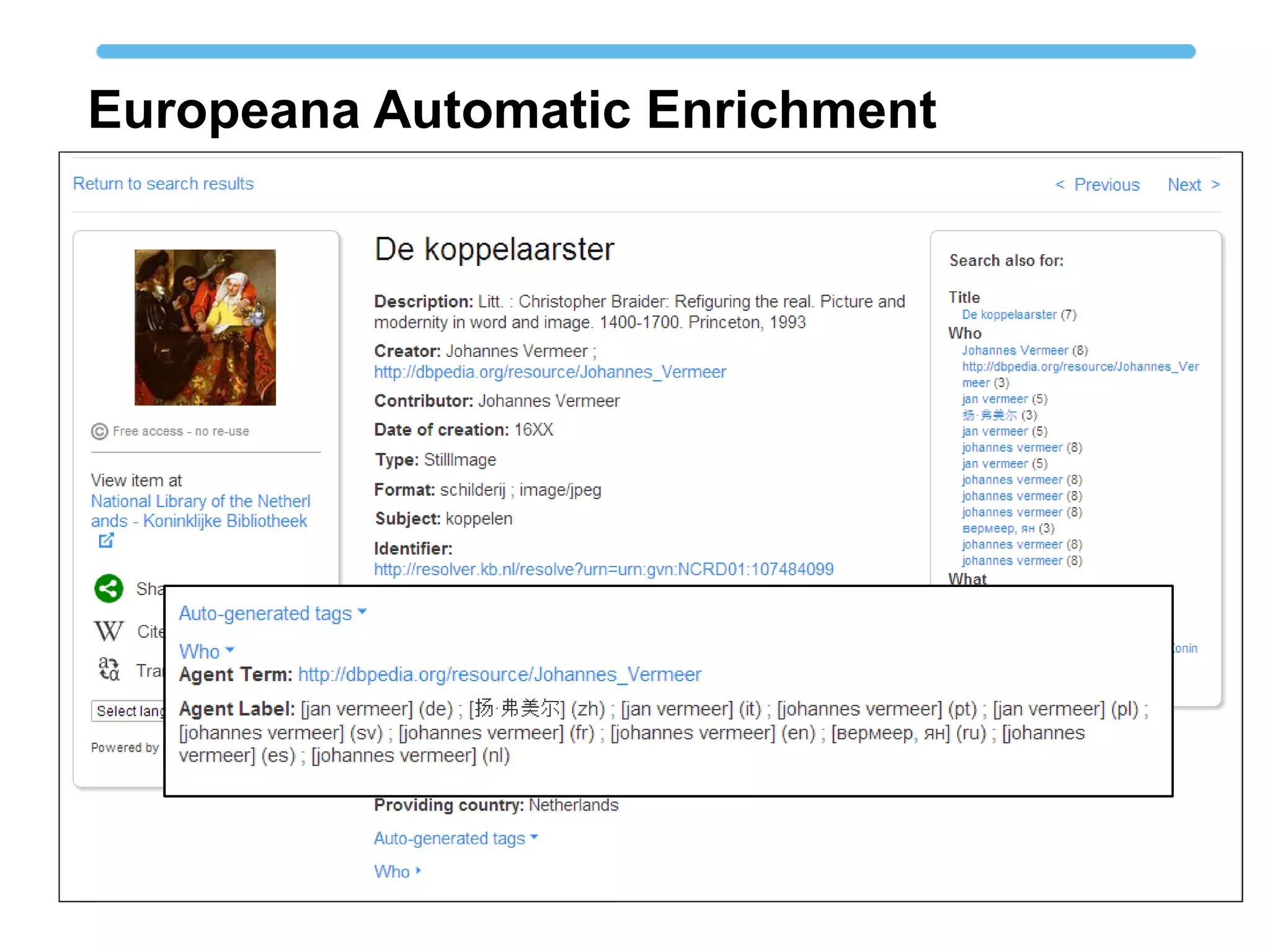 Europeana Automatic Enrichment
 