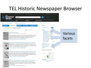 TEL Historic Newspaper Browser
Various
facets
 