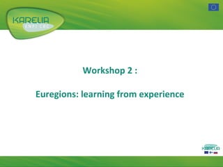 Workshop 2 :
Euregions: learning from experience

 