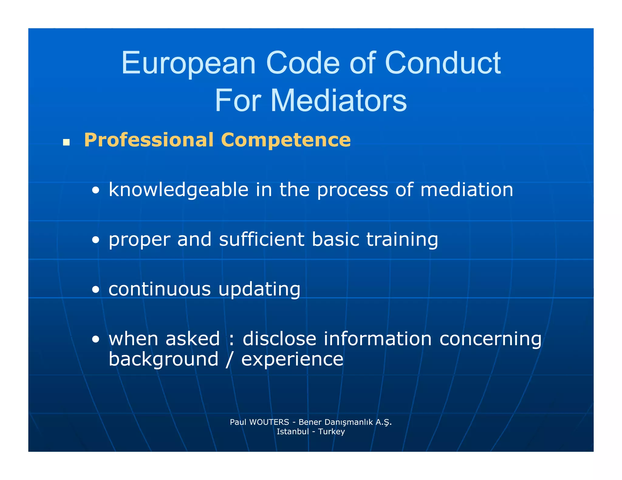 Mediation Code European Code Of Conduct Mediators | PDF