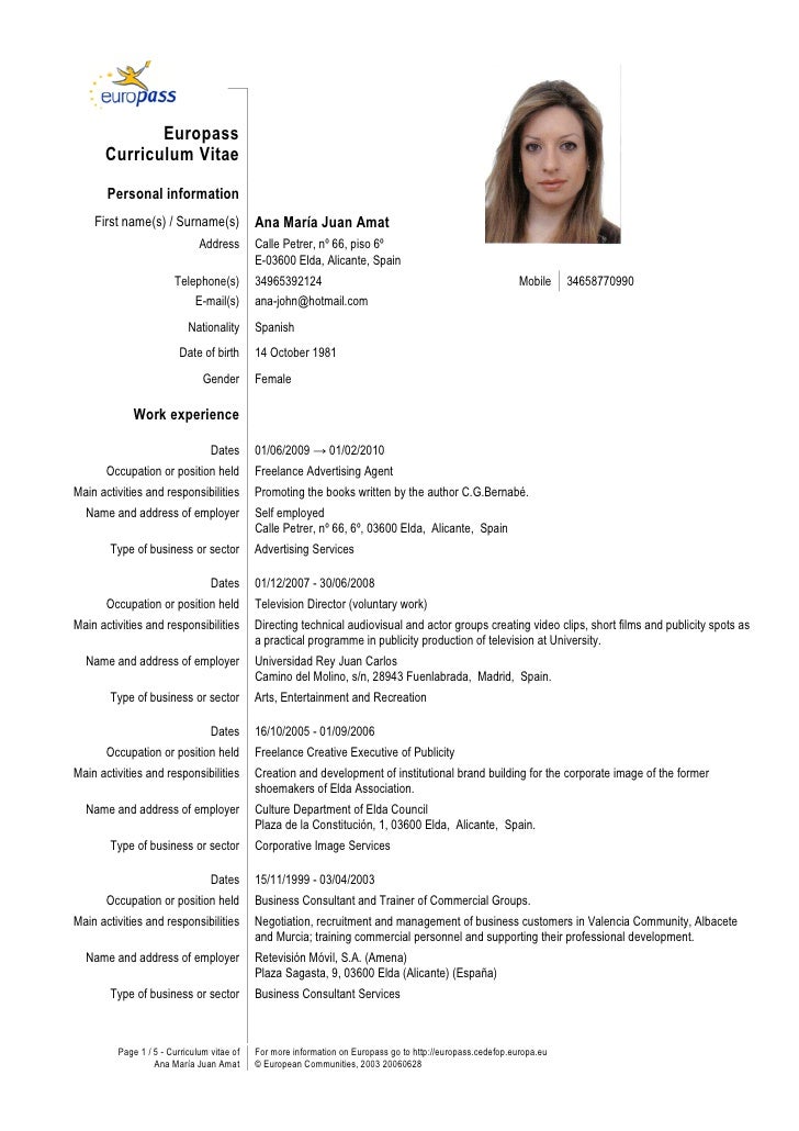 Curriculum Vitae Standard Da Compilare