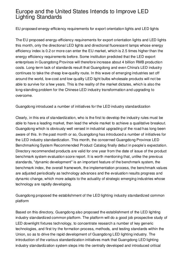 Europe and the United States Intends to Improve LED Lighting Standards
