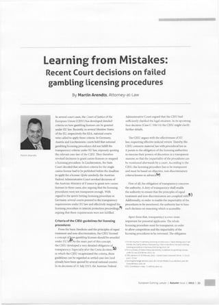 Failed gambling licensing procedures