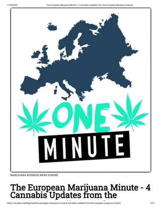 European Marijuana News - CBD is Now Not a Narcotic