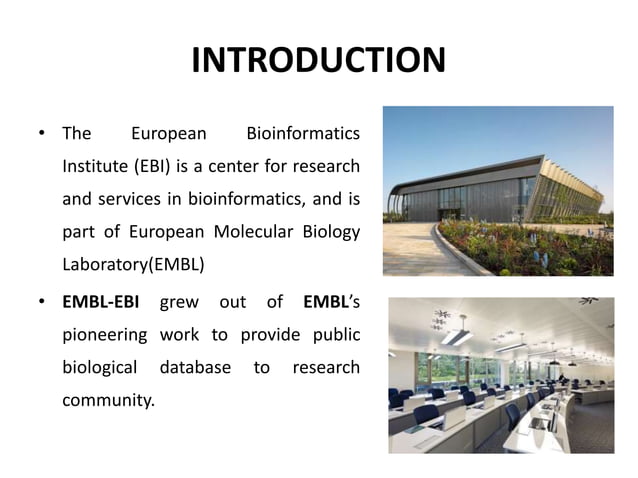 European molecular biology laboratory (EMBL) | PPTX | Databases ...