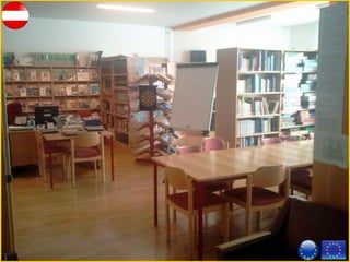 Librarian
Christine Gyöngyös
Magister der Philosophie
• There are no special librarians in Austrian schools. We all
are teachers with a special training.
• My main job is teaching German (12 hours) an the other
time I work in the library. I open the library every
morning, before school starts, and in the great break (15
minutes) I open again. And of course I work there
between my German lessons.
• Project every year different act
• Working hours: from 7:15 a.m. - to 1:00 p.m.
 