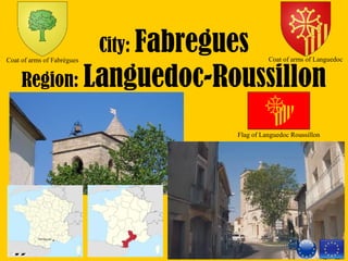 City: Fabregues
Region: Languedoc-Roussillon
Coat of arms of Fabrègues
Flag of Languedoc Roussillon
Coat of arms of Languedoc
 