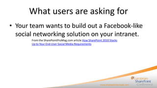 What users are asking for
• Your team would like to access critical
  content and applications offline, and through
  thei...