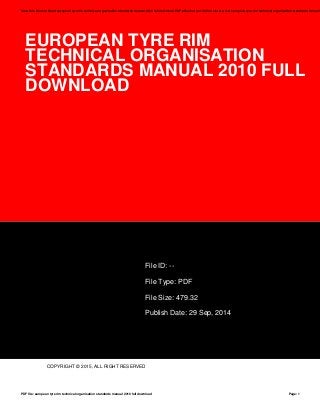 European tyre rim technical organisation standards manual 2010 full