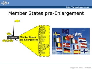 http://www.bized.co.uk
Copyright 2007 – Biz/ed
Member States pre-Enlargement
 