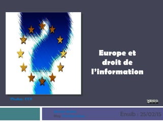 Europe et
droit de
l’information
Enssib : 25/02/15
Pixabay. CC0
Michèle Battisti
Blog Paralipomènes
 