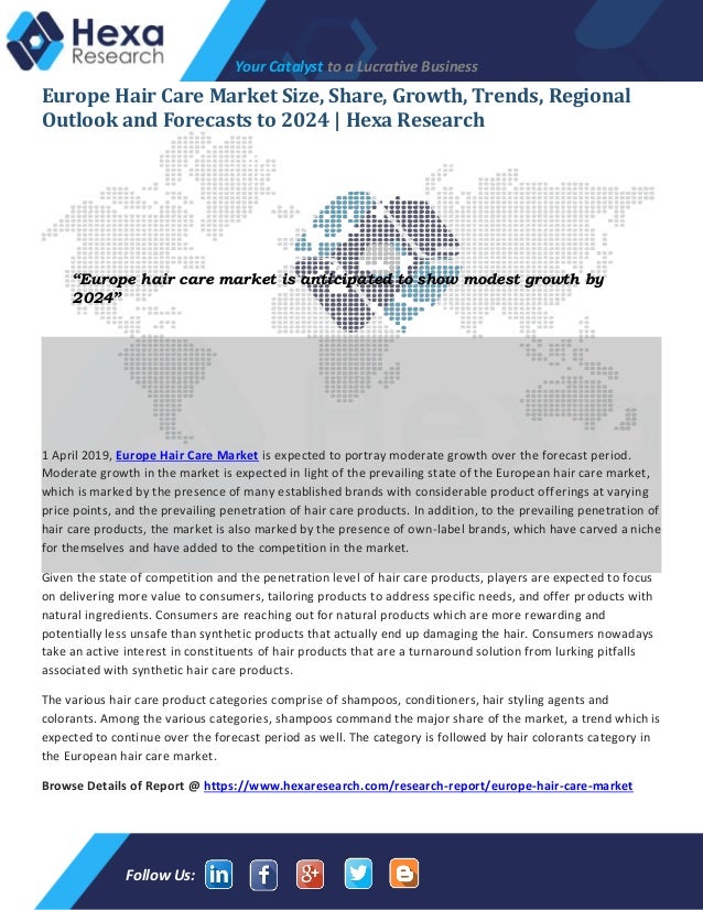 Europe Hair Care Industry Statistics 2016 To 2024