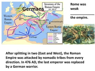 Splitting Rome Europe in the middle ages blanks | PPTX