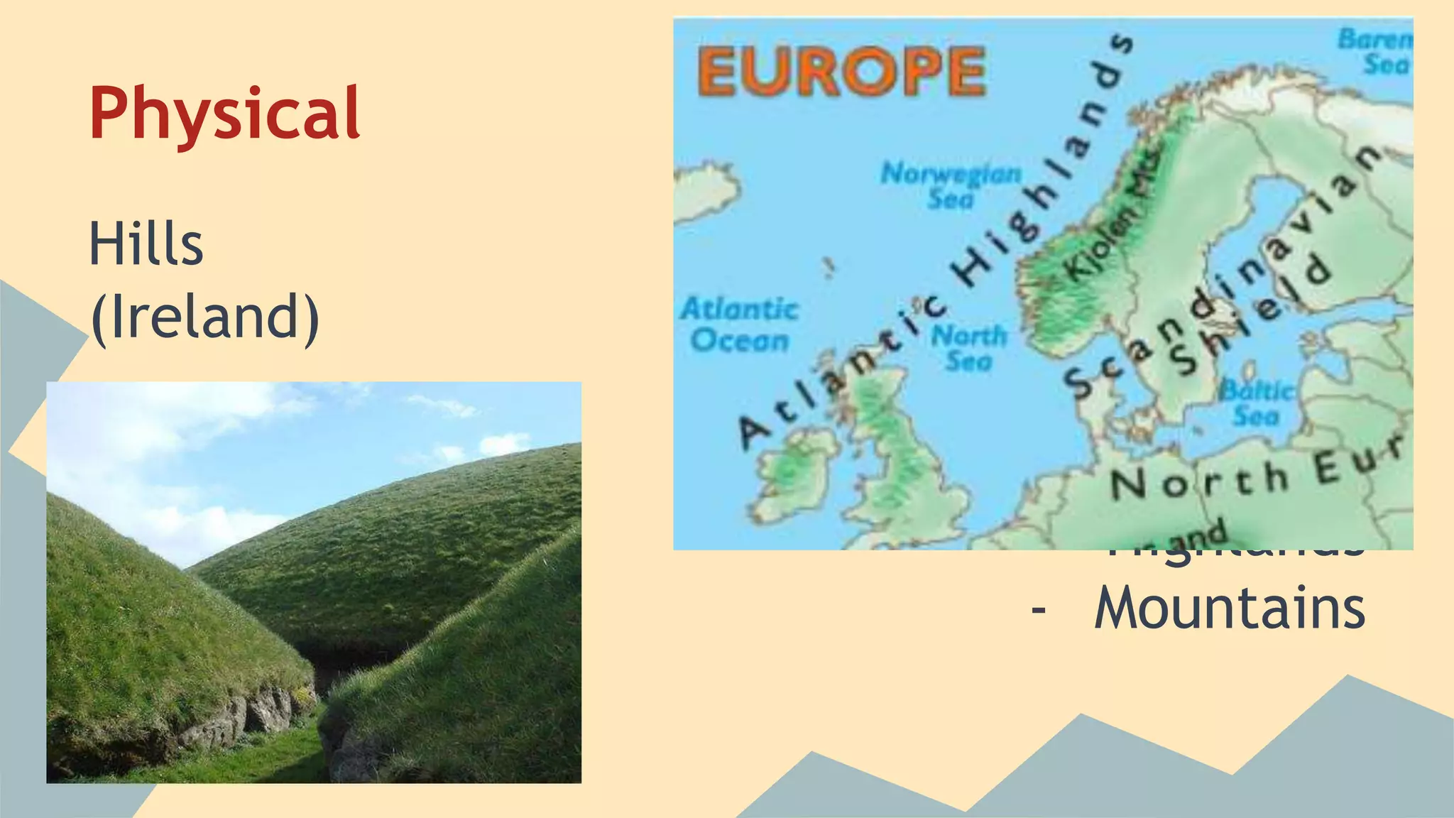 Physical 
Hills 
(Ireland) 
- Highlands 
- Mountains 
 